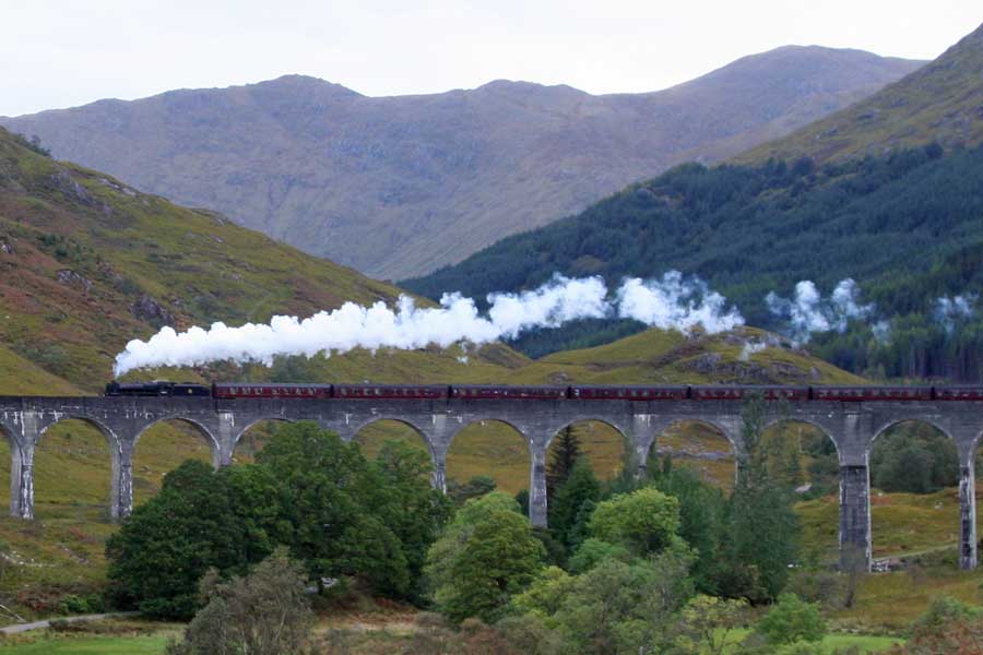 The Jacobite crossing Glenfinnan Viaduct